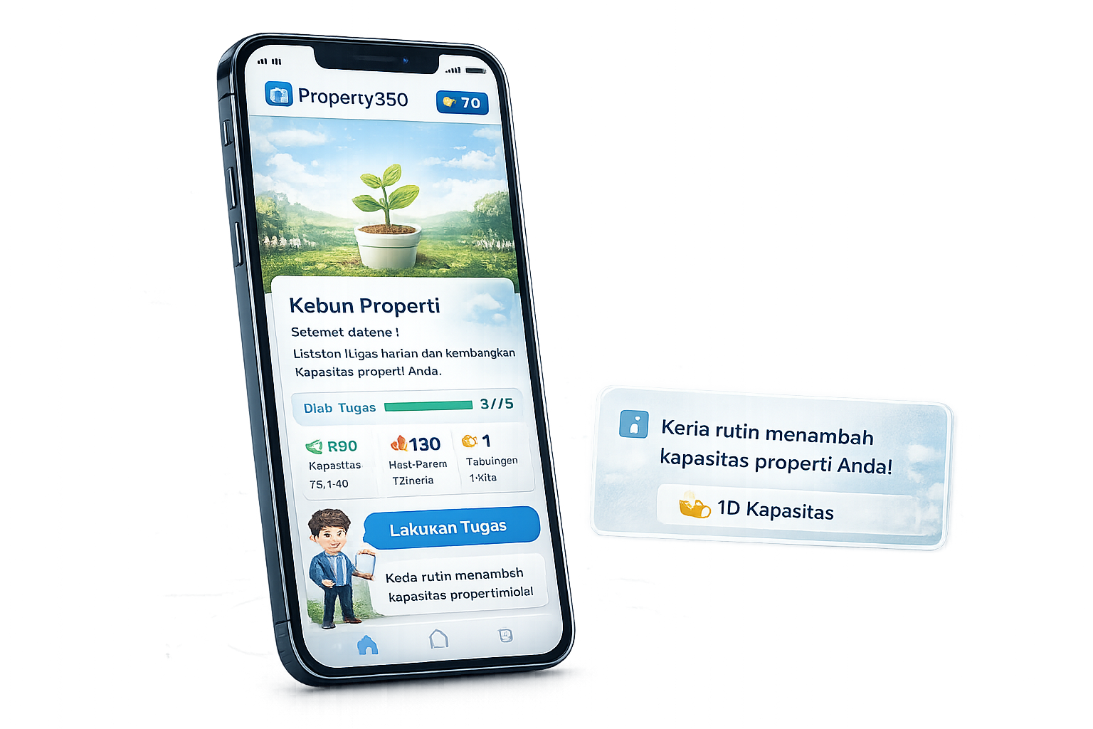 Property Garden dan hadiah kapasitas di dalam aplikasi